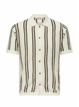 Camicia Only and Sons Gabriel a righe beige per uomo