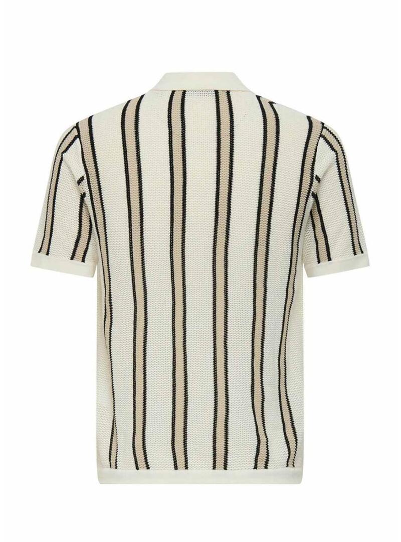 Camicia Only and Sons Gabriel a righe beige per uomo