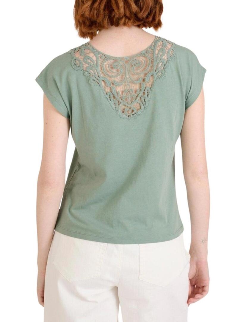Maglietta Naf Naf in pizzo verde per donna