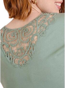 Maglietta Naf Naf in pizzo verde per donna
