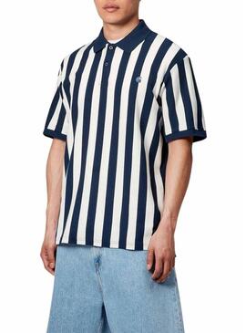 Polo Carhartt Boyton blu e bianco per uomo