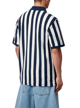 Polo Carhartt Boyton blu e bianco per uomo