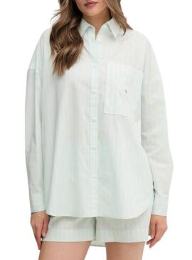 Camicia Calvin Klein Jeans Summer Poplin turchese per donna