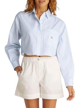 Camicia Calvin Klein Jeans Cropped blu per donna