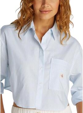 Camicia Calvin Klein Jeans Cropped blu per donna