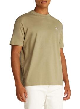 Maglietta Calvin Klein Jeans Serif beige per uomo