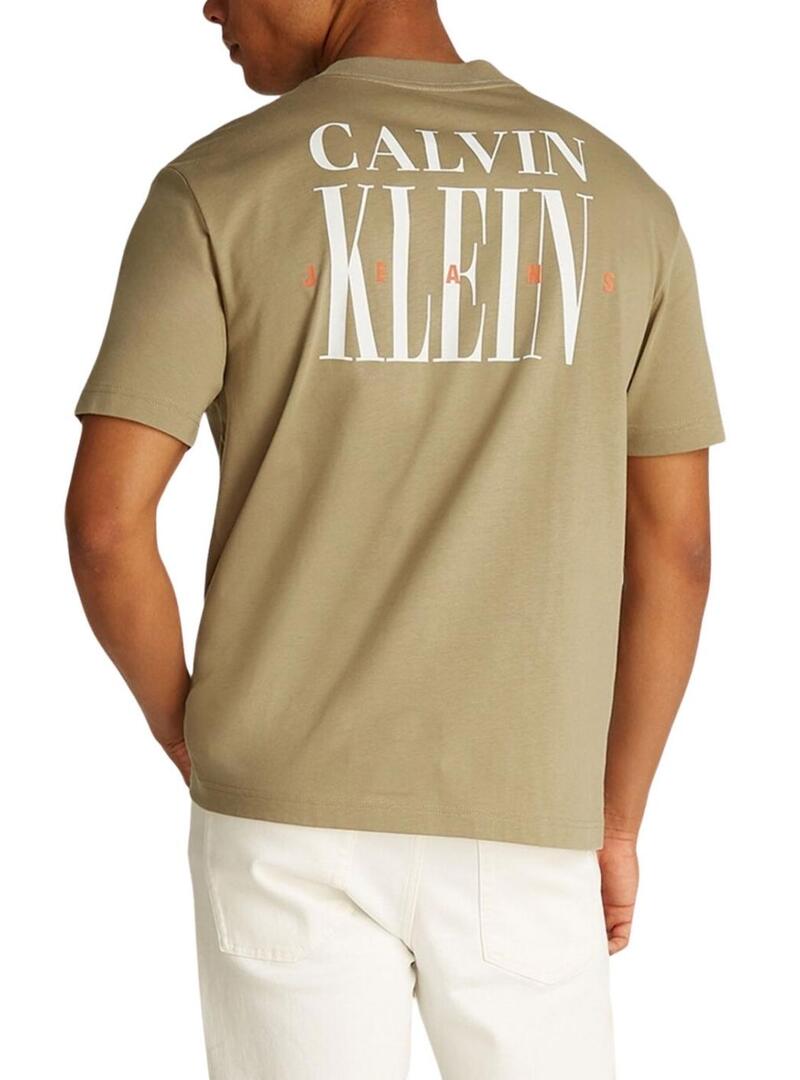 Maglietta Calvin Klein Jeans Serif beige per uomo