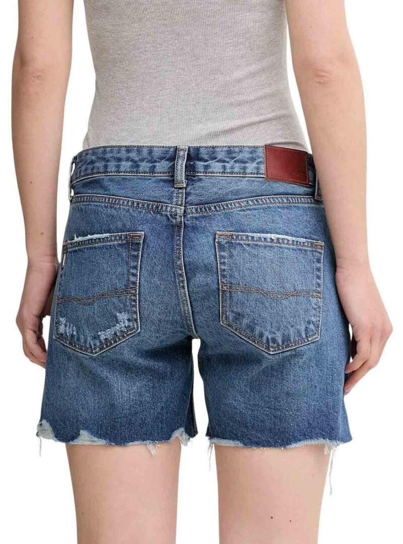 Bermuda Pepe Jeans in denim scuro consumato per donna