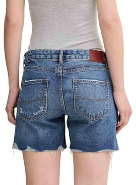 Bermuda Pepe Jeans in denim scuro consumato per donna