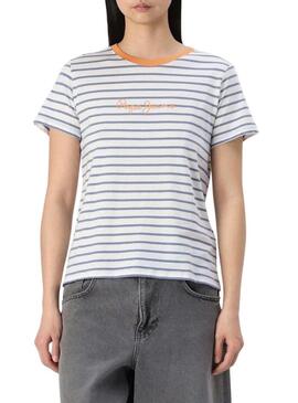 Maglietta Pepe Jeans Elba a righe blu per donna
