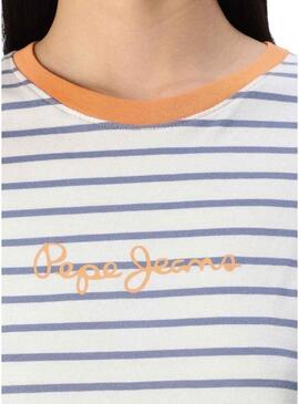 Maglietta Pepe Jeans Elba a righe blu per donna
