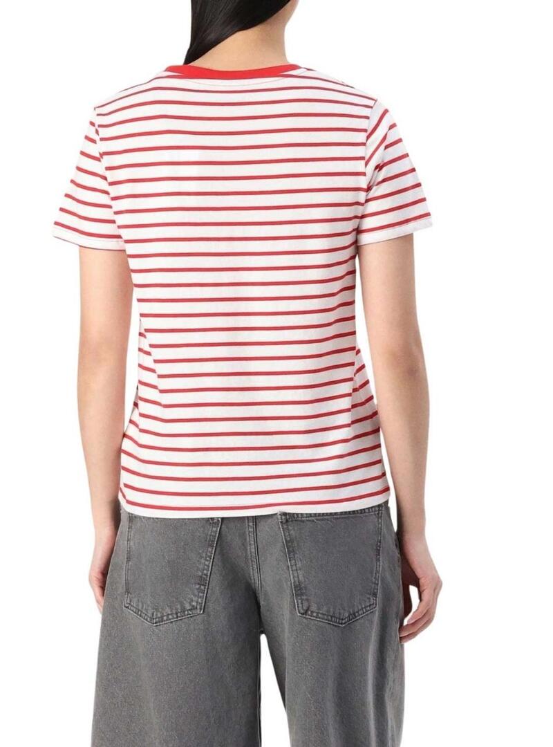 Maglietta Pepe Jeans Elba rossa e bianca per donna