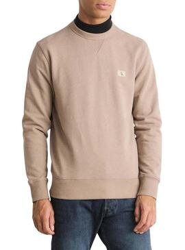 Felpa Calvin Klein Label marrone per uomo