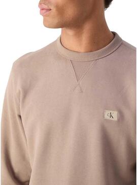 Felpa Calvin Klein Label marrone per uomo