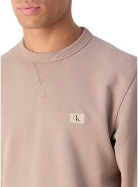 Felpa Calvin Klein Label marrone per uomo