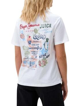 Maglietta Pepe Jeans Raven bianca per donna