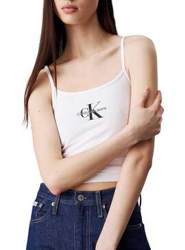 Maglietta Calvin Klein Monologo Strappy Bianca Donna