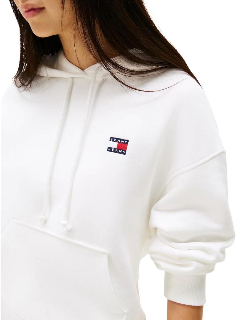 Felpa Tommy Jeans Badge bianca per donna