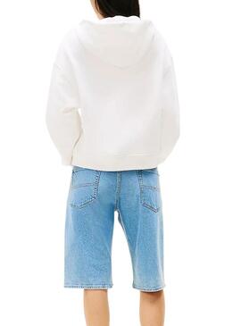Felpa Tommy Jeans Badge bianca per donna