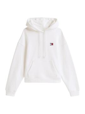 Felpa Tommy Jeans Badge bianca per donna