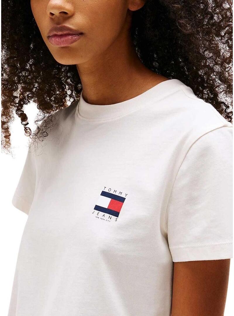 Maglietta Tommy Jeans Flag bianca per donna.