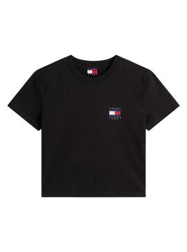 Maglietta Tommy Jeans Flag nera per donna