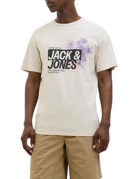 Maglietta Jack and Jones Jaxon beige per uomo