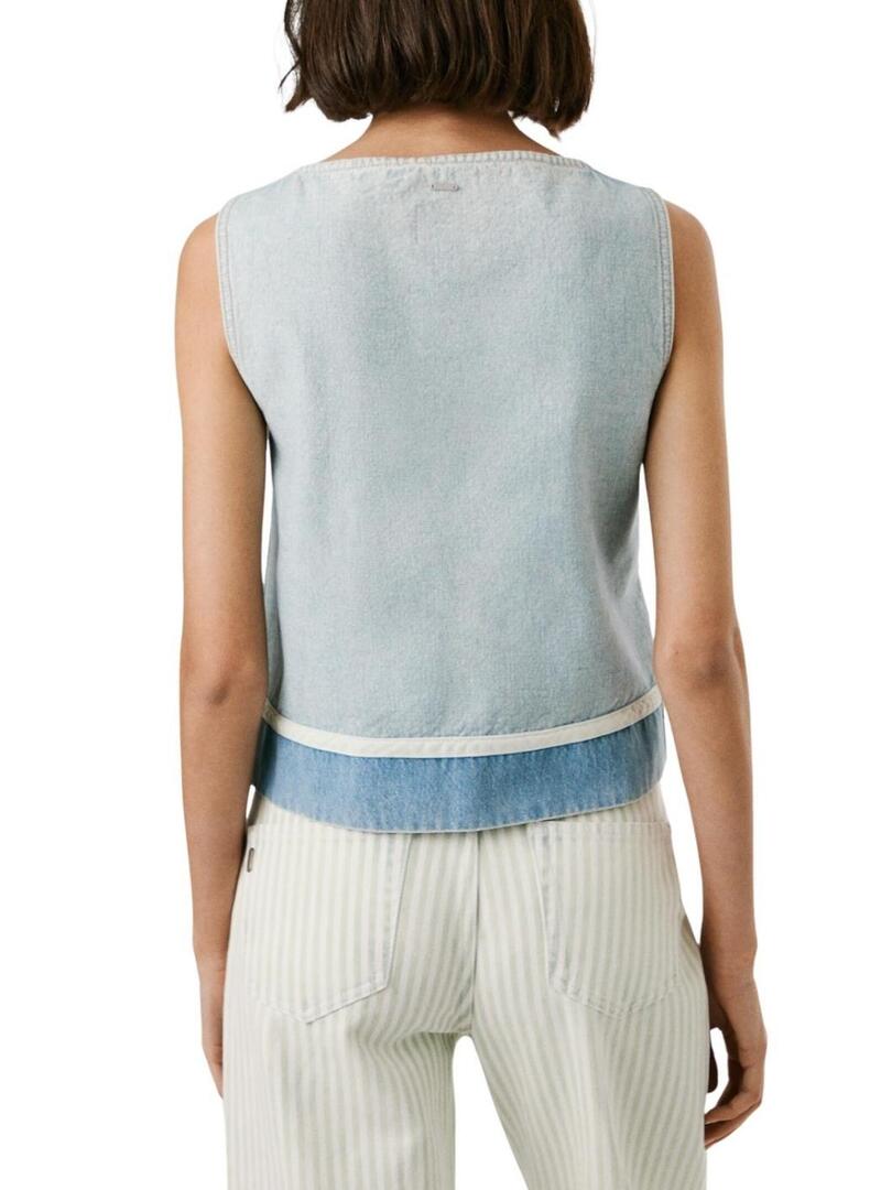 Top Pepe Jeans Bowie in denim per donna