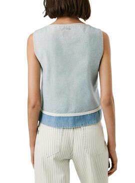 Top Pepe Jeans Bowie in denim per donna