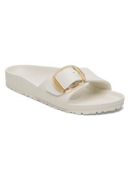 Sandali Birkenstock Madrid Big Buckle bianchi per donna.