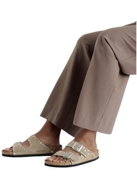 Sandali Birkenstock Arizona Rivet beige per donna