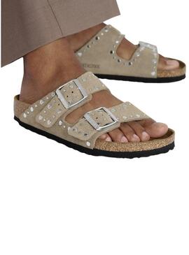 Sandali Birkenstock Arizona Rivet beige per donna