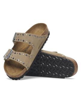 Sandali Birkenstock Arizona Rivet beige per donna
