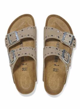 Sandali Birkenstock Arizona Rivet beige per donna