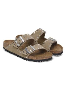 Sandali Birkenstock Arizona Rivet beige per donna
