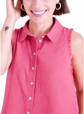 Camicia Naf Naf Rosa Sfilacciato per Donna.