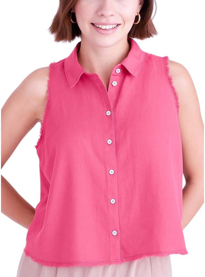Camicia Naf Naf Rosa Sfilacciato per Donna.