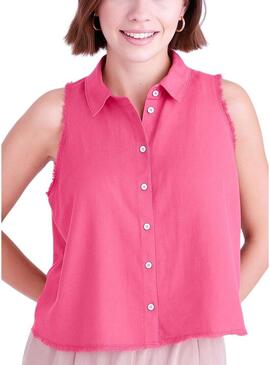Camicia Naf Naf Rosa Sfilacciato per Donna.