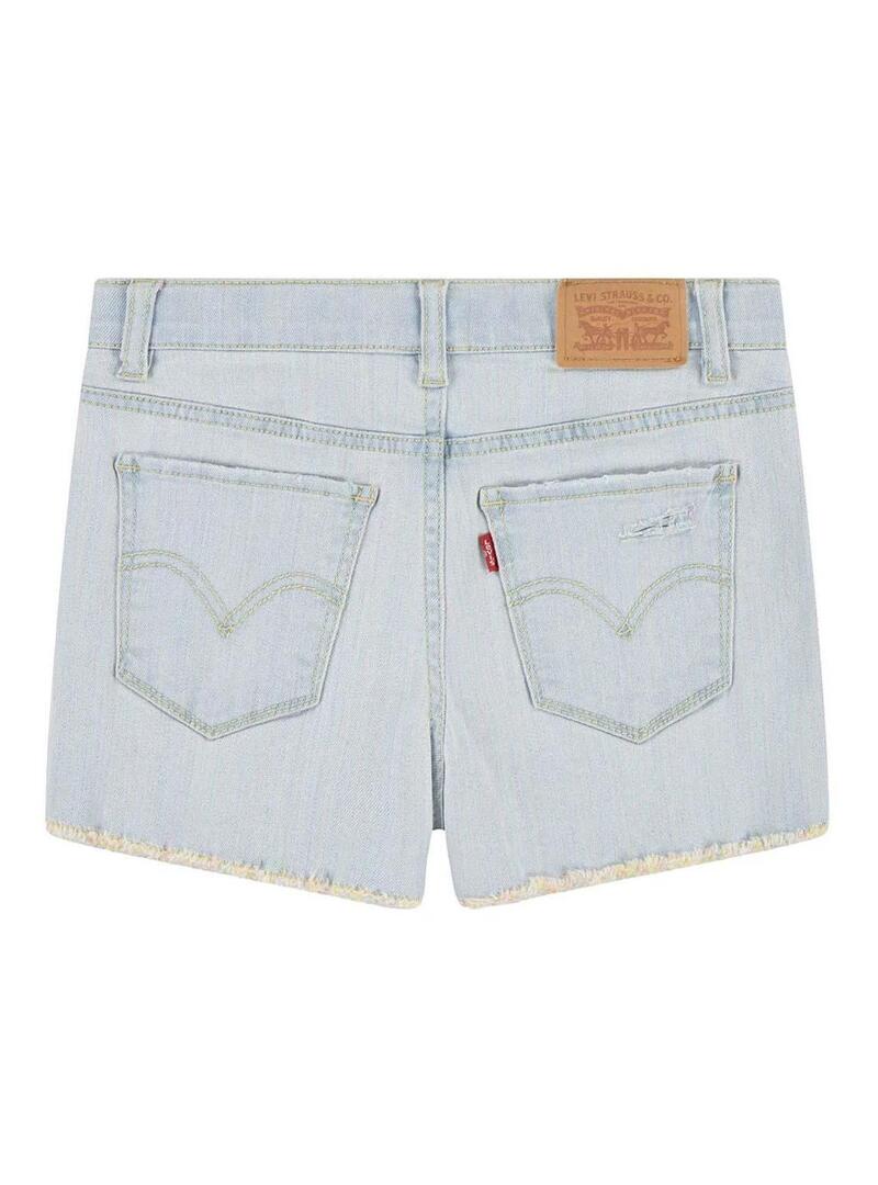 Shorts Levis in denim chiaro a righe per bambina