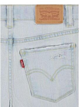 Shorts Levis in denim chiaro a righe per bambina