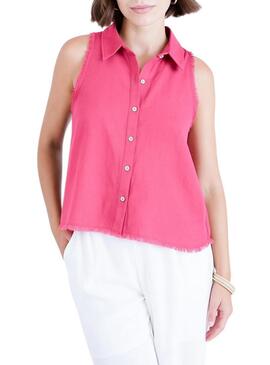 Camicia Naf Naf Rosa Sfilacciato per Donna.