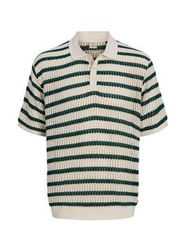 Polo Jack and Jones Blucohen verde e beige per uomo