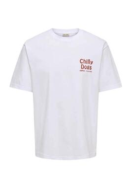 Maglietta Only and Sons Tristan Chilly Dogs bianca per uomo