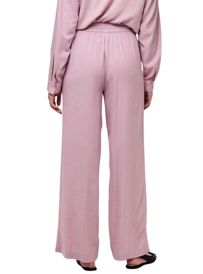 Pantaloni Pieces Pia Wide rosa per donna