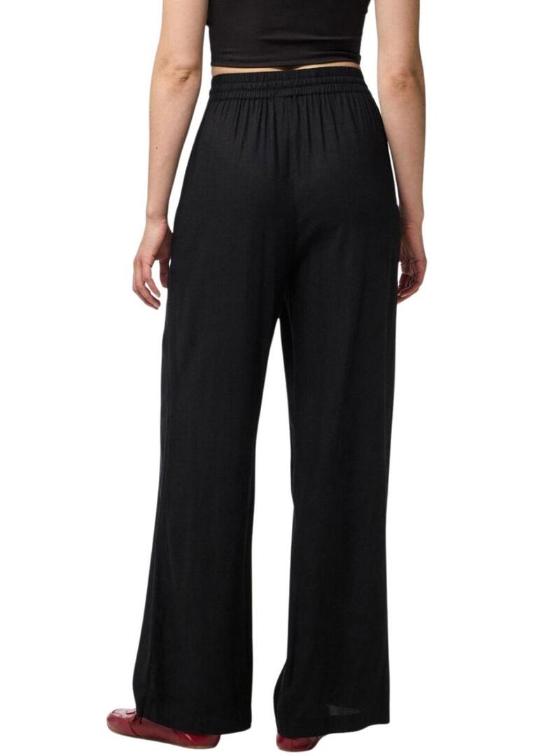 Pantaloni Pieces Pia Wide neri per donna