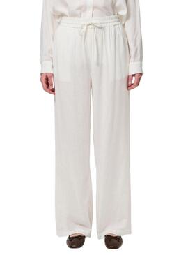 Pantalone Pieces Pia Wide bianco per donna