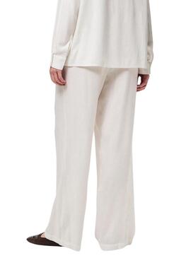 Pantalone Pieces Pia Wide bianco per donna