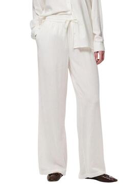 Pantalone Pieces Pia Wide bianco per donna