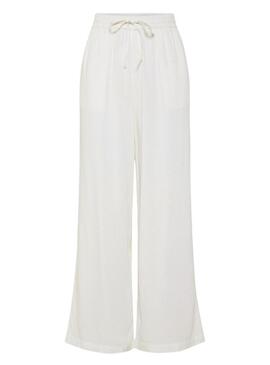 Pantalone Pieces Pia Wide bianco per donna