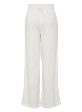 Pantalone Pieces Pia Wide bianco per donna
